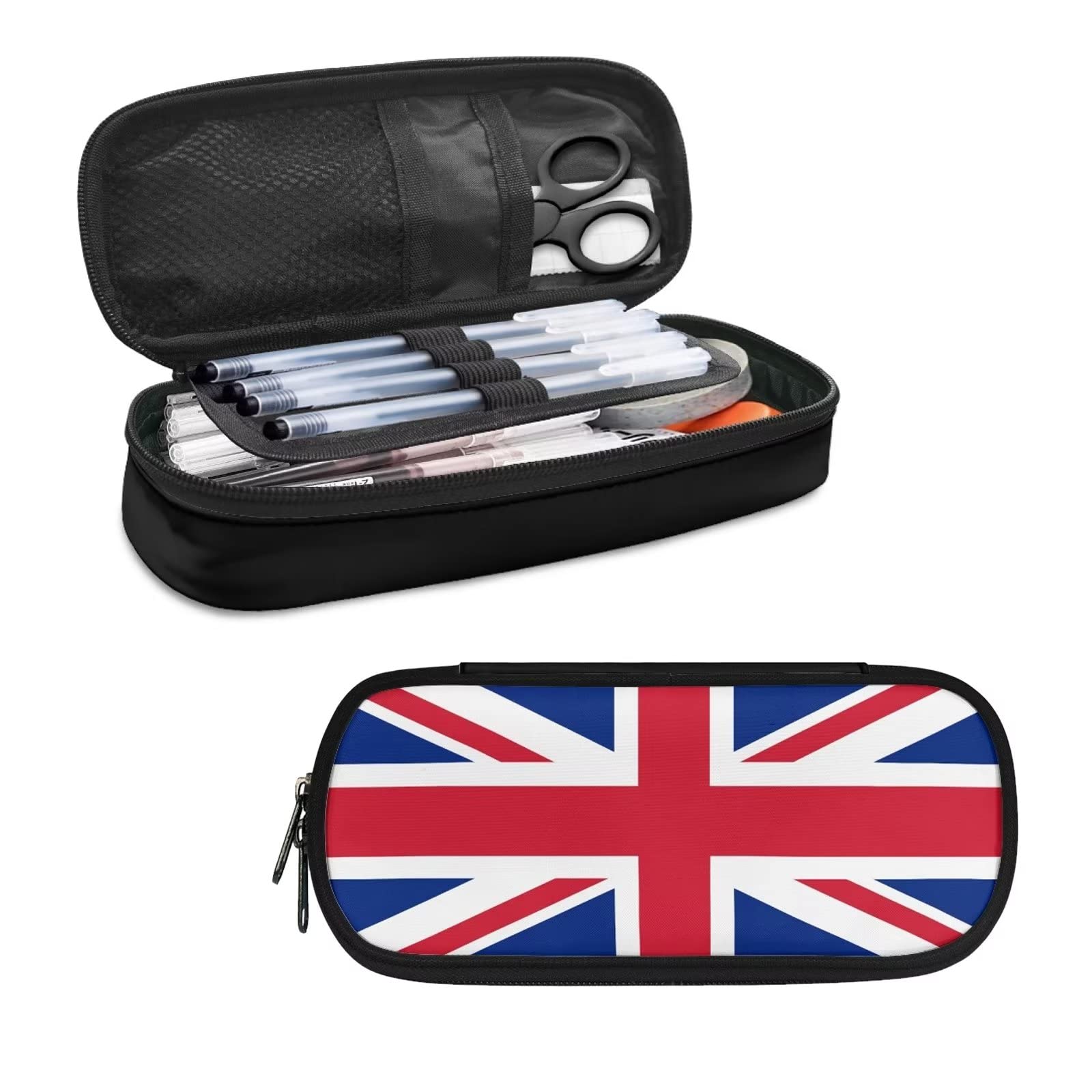 HELLHERO Kids Pen Bag Union Jack Flag Pencil Case for Girls Boys Pencil Pouch School Pen Holder Box Stationery Organzier for Women Men Pen Travel Office