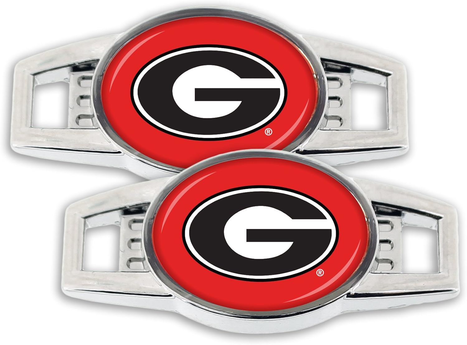 aminco NCAA Georgia Bulldogs 2-Piece Shoe Charm, silver, "1.25""" (CCP-AC-1043-09) : Everything Else