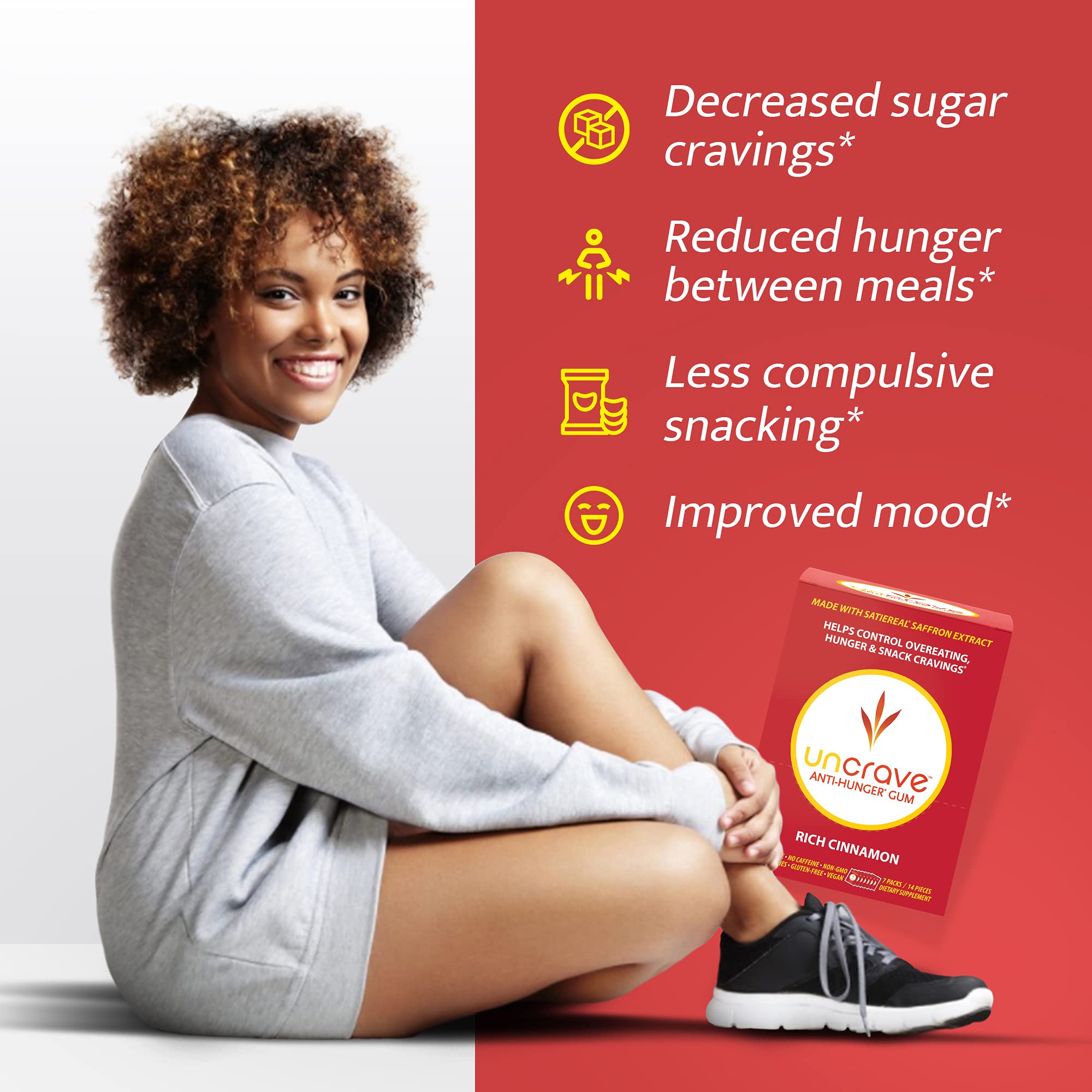 Uncrave AntiHunger Gum with Satiereal Saffron Extract, Control
