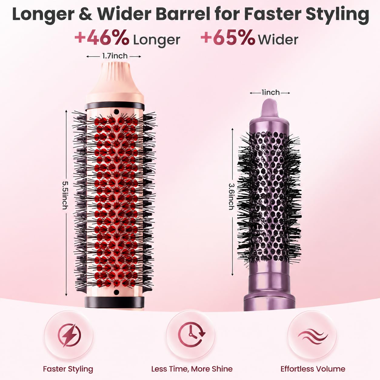 Infrared Thermal Brush with Negative Ions for Volume, Curls and Straightening