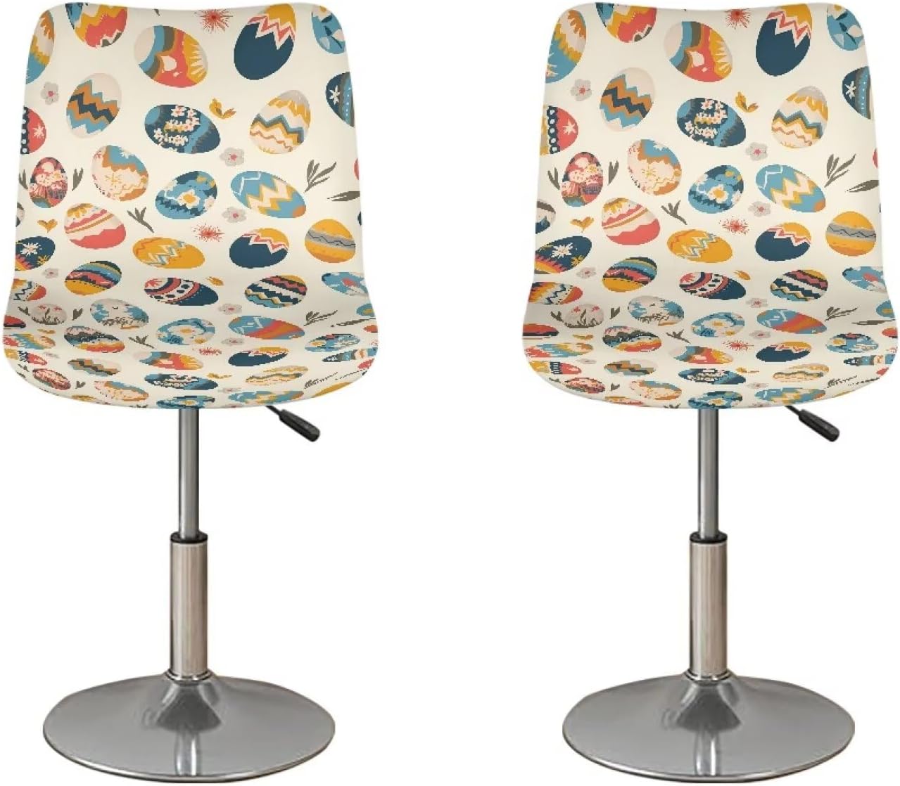 Babrukda Easter Eggs Bar Stool Chair Cover with Backs Daisy Counter Height Stool Chair Seat Cover with Elastic Band Floral Furniture Protectors for Easter Day Home Dining Room - 4 Pack