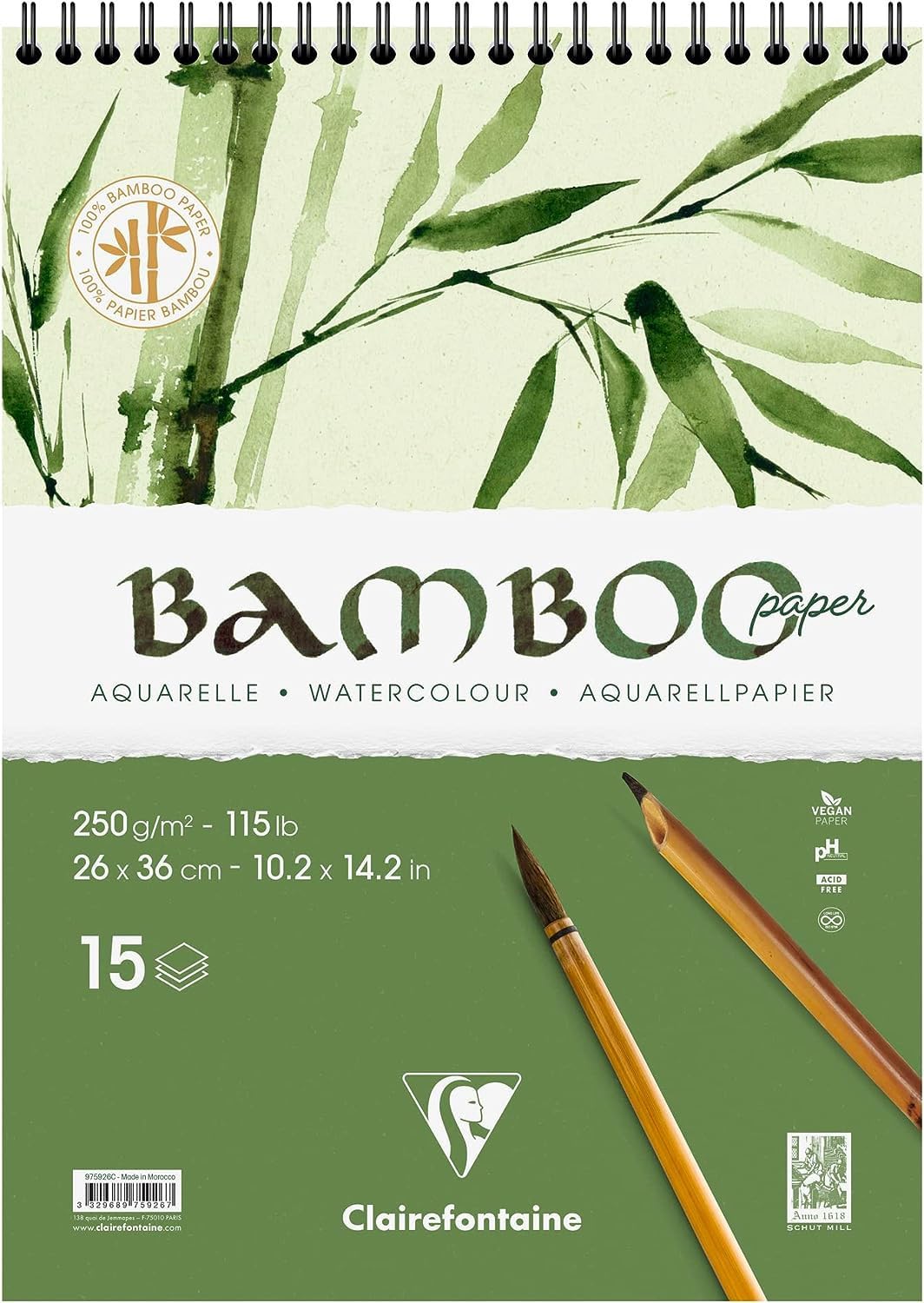 Bloc de bambú Clairefontaine de 15 hojas listo para tus bocetos y acuarelas al aire libre