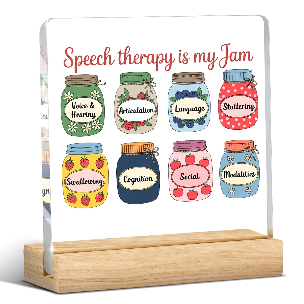 Speech Pathologist Gifts, Thank You Language Therapist Gifts, Speech Therapy Decor, Acrylic Sign with Wooden Stands for Bedroom Desktop Decoration Therapy Room Office Desk Decor - Bottle