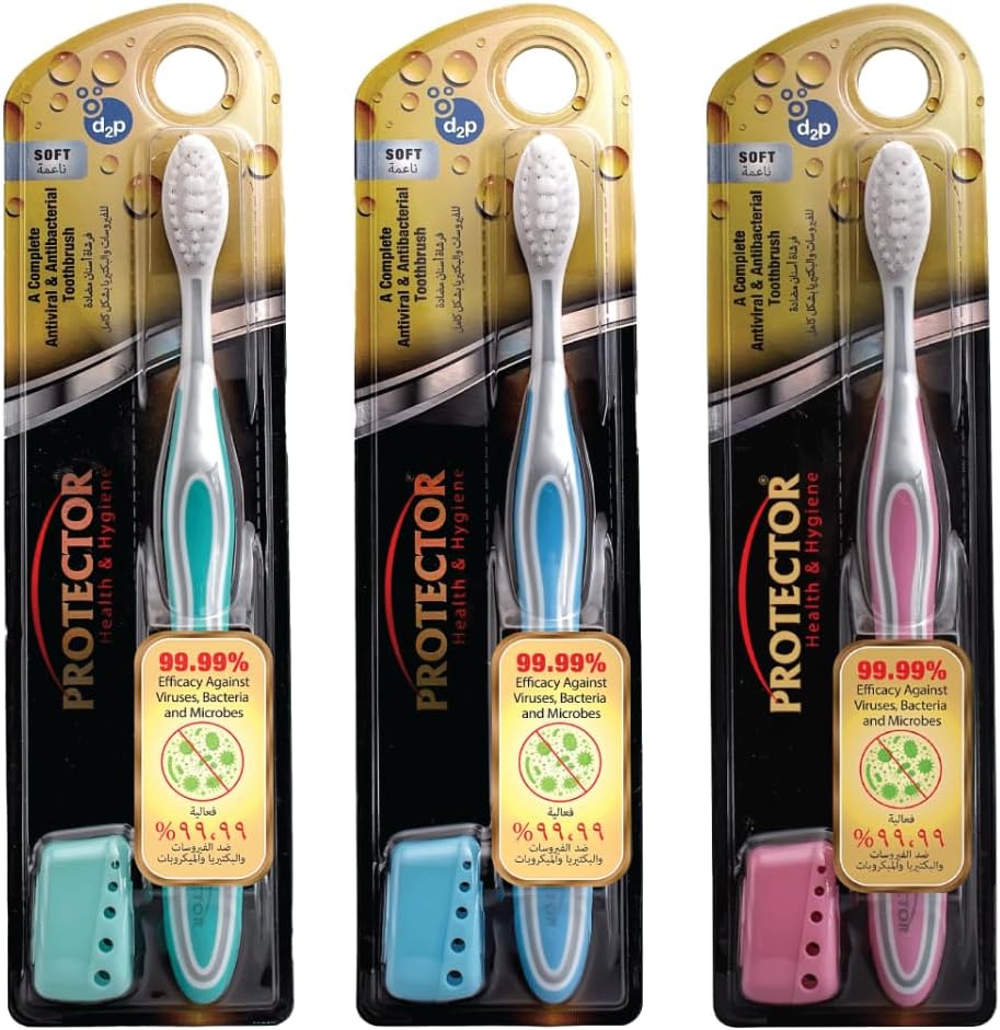 Protector® Antiviral & Antibacterial Premium Toothbrush Soft Bristles with Magnetic Head & Cover | 99.99% Protection Against Germs | Profiled Hole Bristles | Hygienic Oral Care for Adults