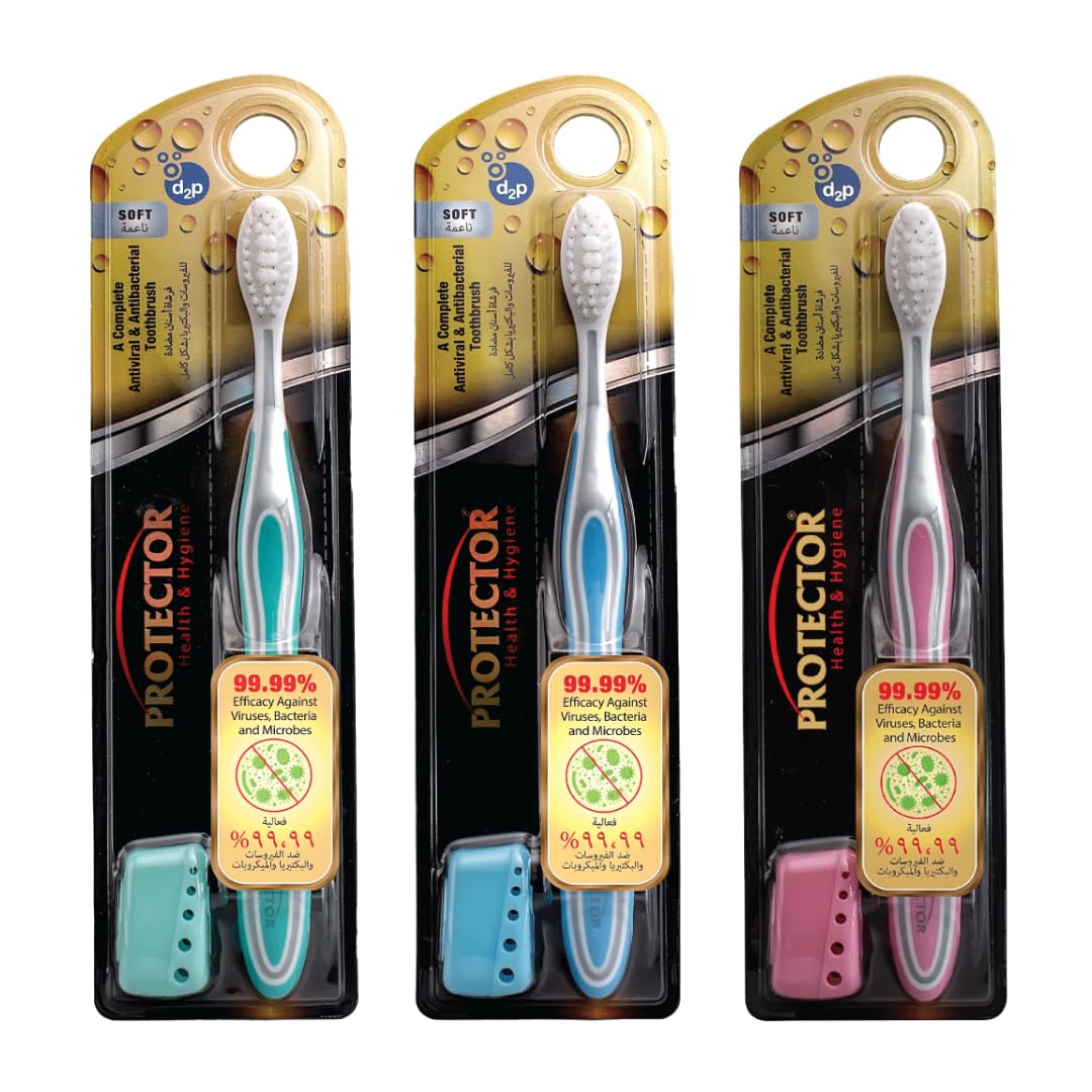 Protector® Antiviral & Antibacterial Premium Toothbrush Soft Bristles with Magnetic Head & Cover | 99.99% Protection Against Germs | Profiled Hole Bristles | Hygienic Oral Care for Adults