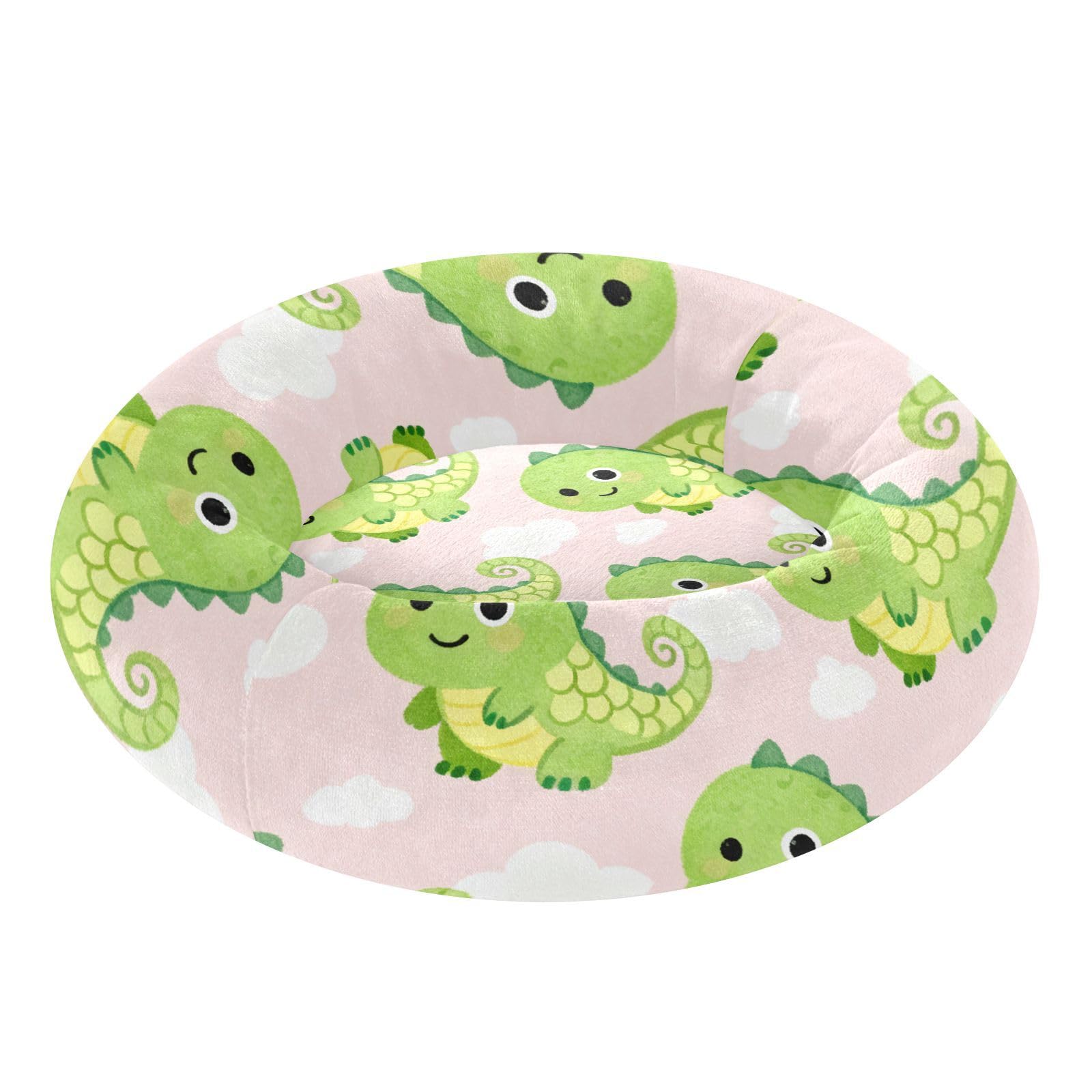 Lit antidérapant pour chien et chat vert M motif dinosaure