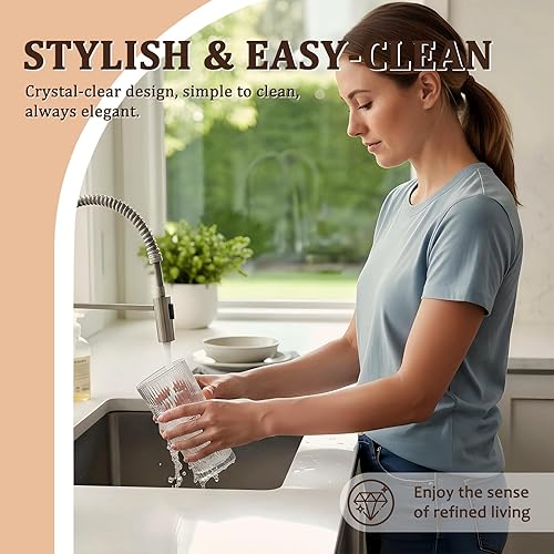 Miniatura 5 de Paquete de 6 vasos de vidrio acanalado con tapa y pajita, de 16 onzas, lindos vasos de café helado, vasos de vidrio con tazas para cafetería,