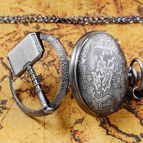 Vista 8 de Whodoit Reloj de bolsillo de cuarzo de la serie Nochebuena, collar con colgante para hombre, regalo con cadena, relojes de bolsillo de cuarzo, regalo