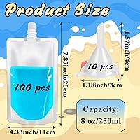Vista 2 de 100 frascos de plástico, bolsas de bebidas ocultables y reutilizables de 8 onzas, a prueba de fugas, para viajes, deportes al aire libre
