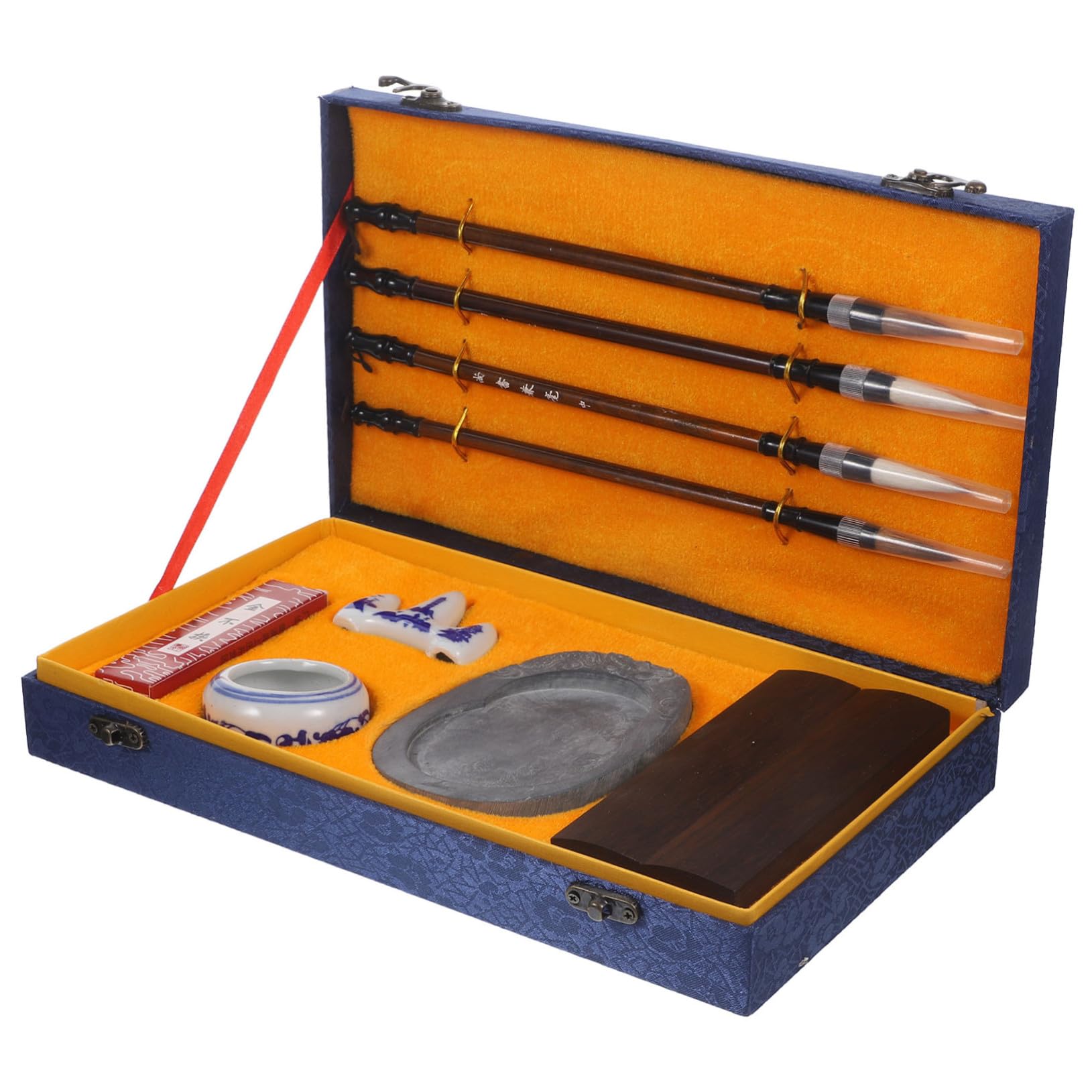 Set de Pinceau Calligraphie Chinoise avec Pierre à Encre Portable Pratique pour Écriture et Dessin Adapté Aux Artistes et Étudiants