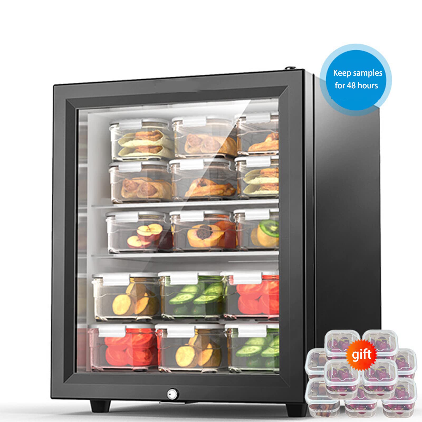 Congelatore per Alimenti Armadio refrigerato per Alimenti Campione Ghost 60L Vetrina per Campioni Piccola Scuola Scuola Materna Azienda Mensa Frutta e Verdura (100L)