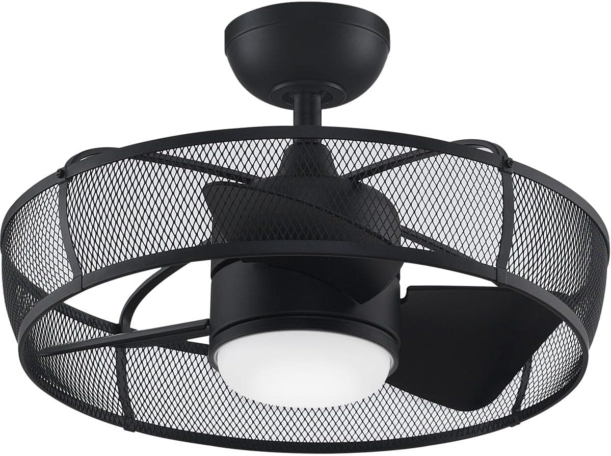 Henry 3 Blade Ceiling Fan 14.33 Inch Tall and 22.09 Inch Wide with Black Finish and Black Blades