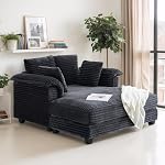 VINGLI Lounge Chair, 56" Oversized Reading Chair Corduroy Chaise Sofa Recliner Bed Upholstered Comfy Sleeper Couch with Throw Pillows and Armrests for Living Room, Movie Room, Bedroom