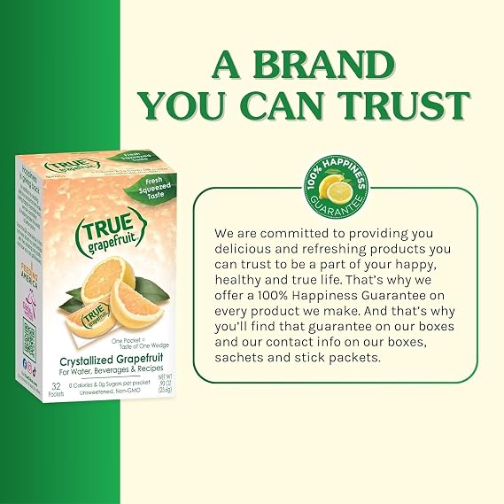 True Grapefruit 500ct (Pack of 1) - Water Enhancer - Bulk Dispenser - 0 Calorie Drink Mix Packets for Water - Sugar Free Grapefruit Flavoring Powder Packets