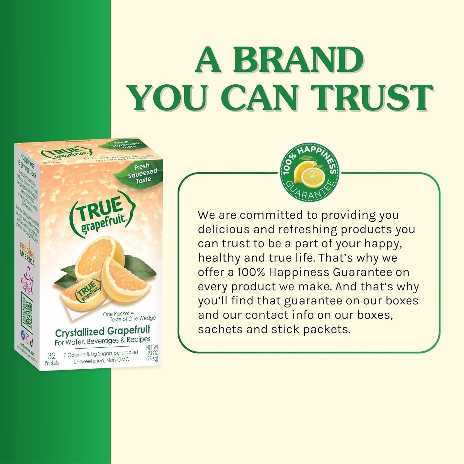 True Grapefruit 32ct (Pack of 1) - Water Enhancer - Bulk Dispenser - 0 Calorie Drink Mix Packets For Water - Sugar Free Grapefruit Flavoring Powder Packets