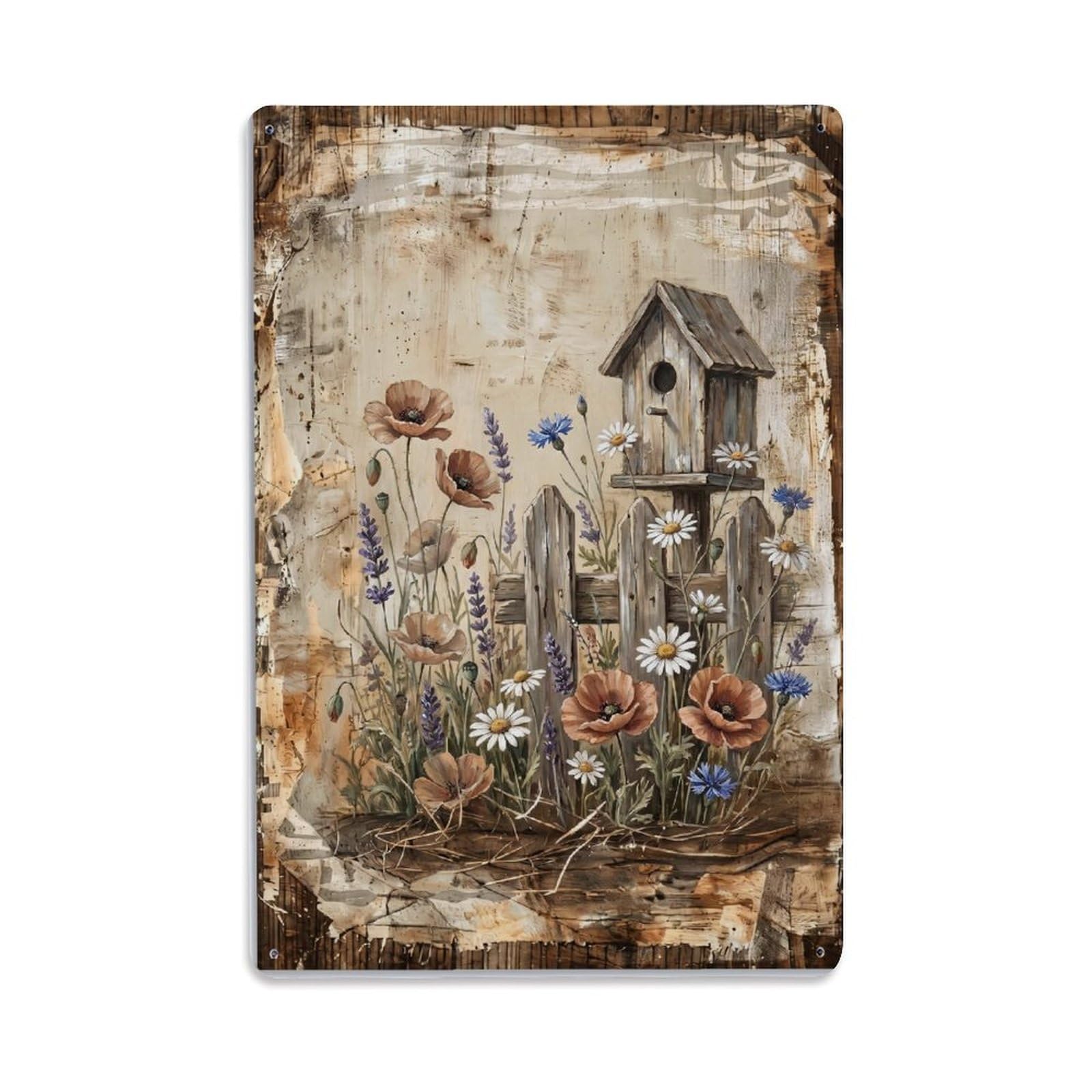 Wildflower Meadow Garden Countryside Natural Bloom Vintage Metal Tin Sign Plaque Wall Decor for Cafe, Club, Garden Metal Poster 8x12Inch