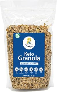Maria Lucia's Gluten Free Low Carb Macadamia & Coconut KETO Granola 1Kg - No Added Sugar or Sweetener - Ideal for Diabetics - Natural Breakfast Cereal