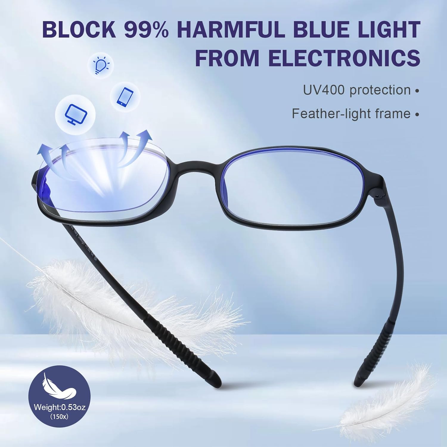 AQWANO 4 Pack Blue Light Blocking Reading Glasses for Men Women, Half Lens Computer Readers, Durable Lightweight TR90 Flexible Frame Eyeglasses Anti Eyestrain (1.25) - Image 4