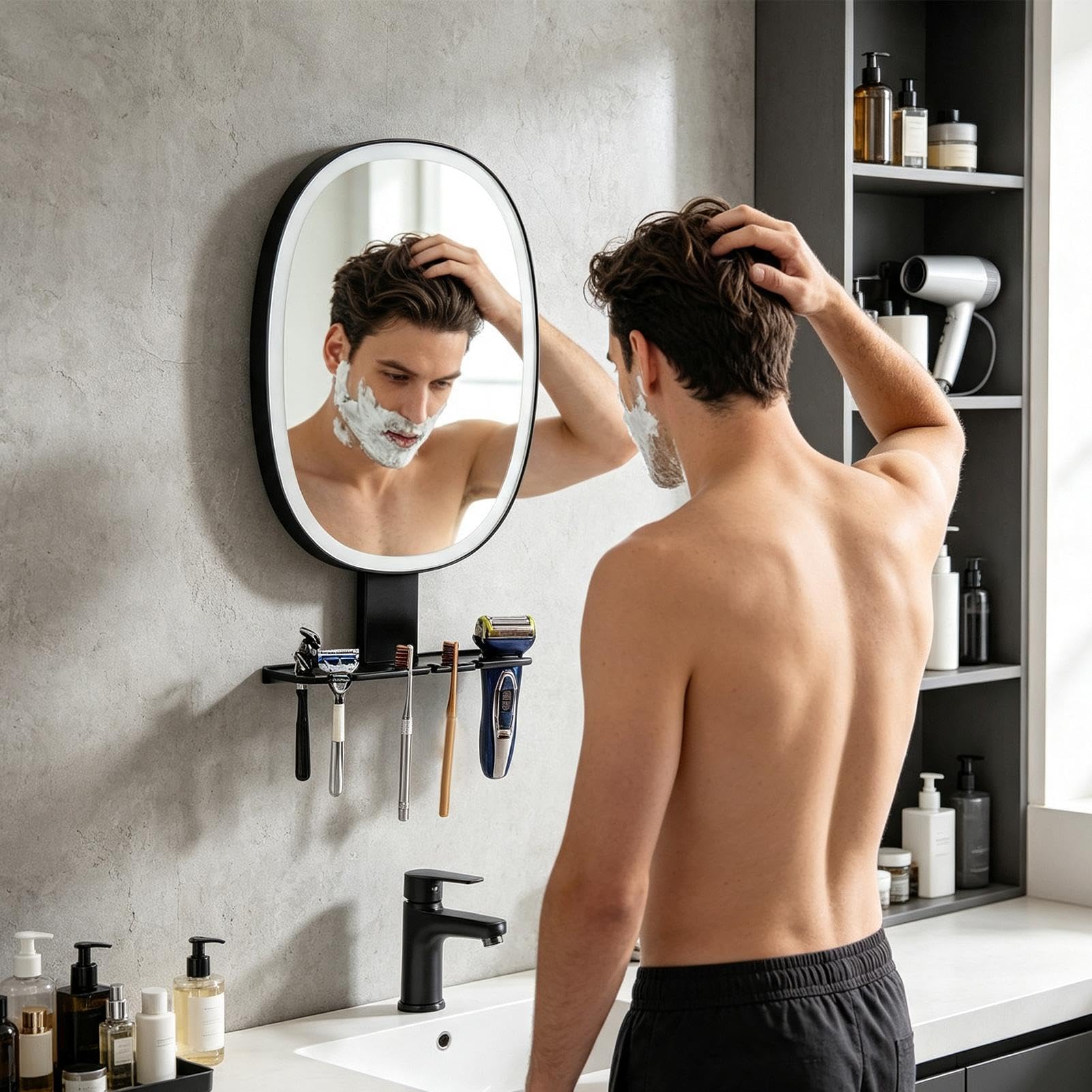 Miroir de rasage pour douche | Anti-buée Touch Control Rechargeable Salle de bain | Miroir de douche incassable pour femme, papa, mari, petit ami, maison, appartement, dortoir, hôtel