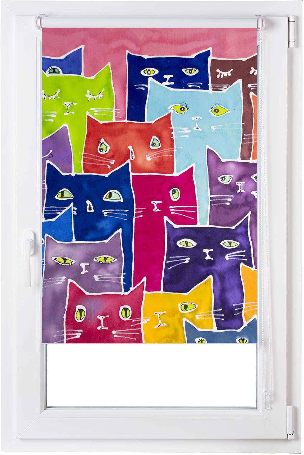 Estoralis Animales| Estor Enrollable Diseño Moderno|Sin Taladrar Translúcido Estampado | Modelo A-235 | 75 x 150 cm (Ancho/Alto) Tamaño Tela 72 x 150 cm | Estores para Ventanas y Puertas