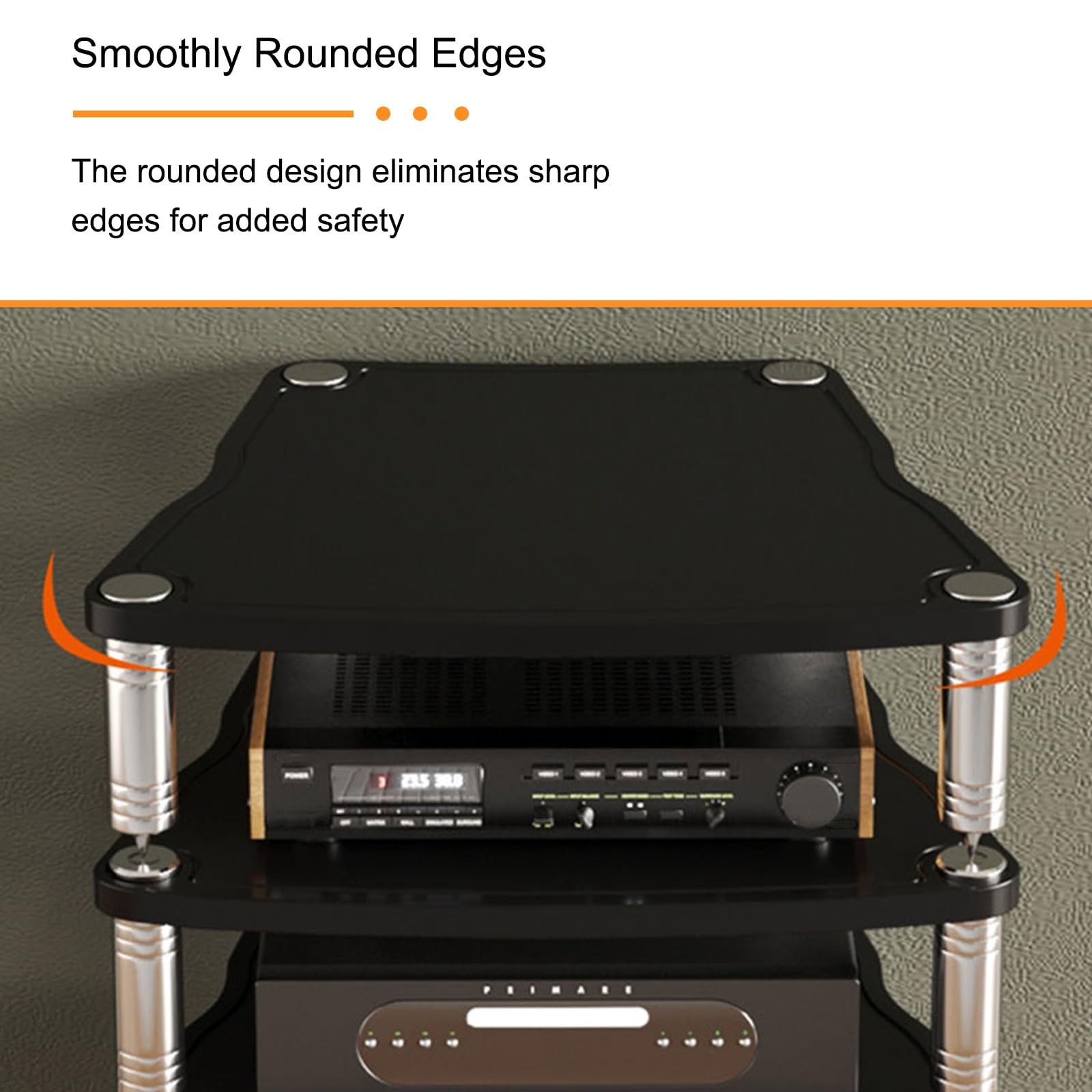 Home Stereo System AV Stand Compact Entertainment Center per giradischi dispositivo audio, mobiletto di archiviazione ideale per sala di registrazione (nero 10,5 cm)