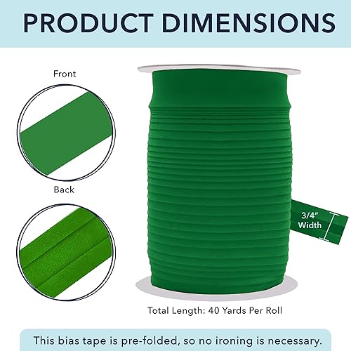 Miniatura 116 de Mandala Crafts Cinta al bies de un solo pliegue de 5/8 pulgadas para coser, acolchar, tuberías, dobladillo, manta y encuadernación de colcha, cinta
