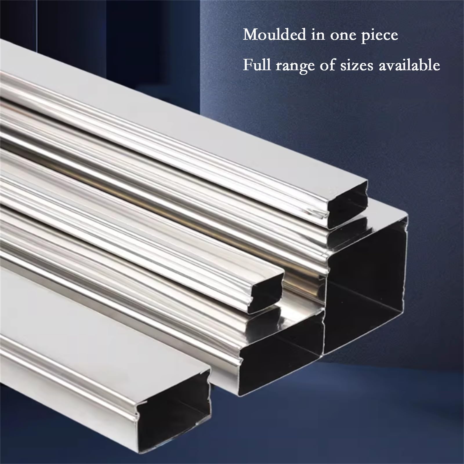 Lot de 4 protecteurs de câbles en acier inoxydable pour bureau, plafond, coin, sol, mur, chemin de roulement décoratif, 1 m de long, acier inoxydable 201, 40 x 25 x 0,6 mm