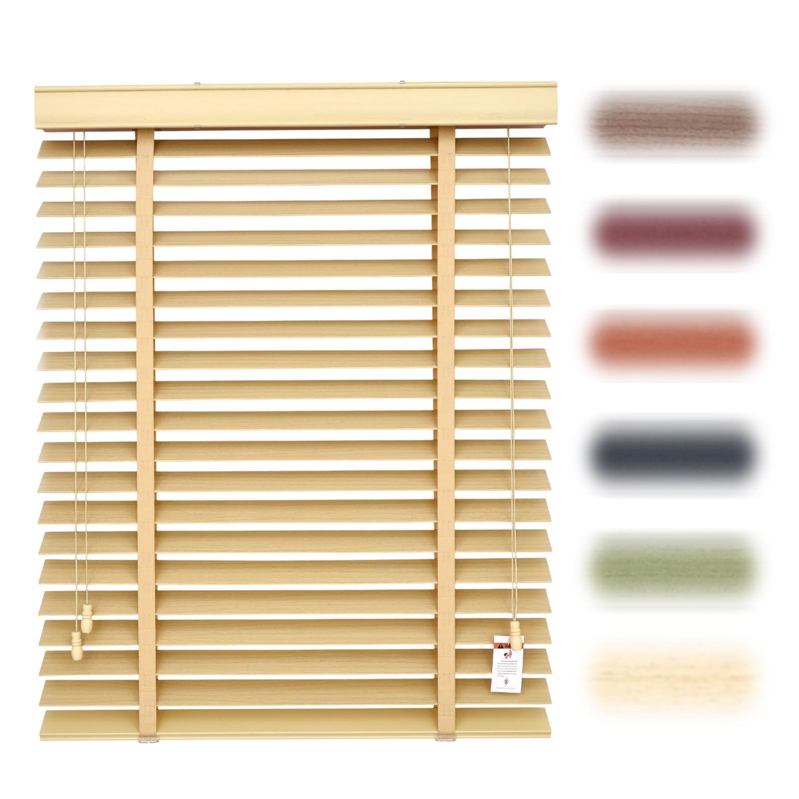 Store Vénitien en Bois 40x90cm 60x120cm 100x150cm 150x200cm Stores Horizontaux pour Fenêtres, Lamelles Horizontales De 50mm, Rideaux en Bois pour Chambre Salon(Crème)