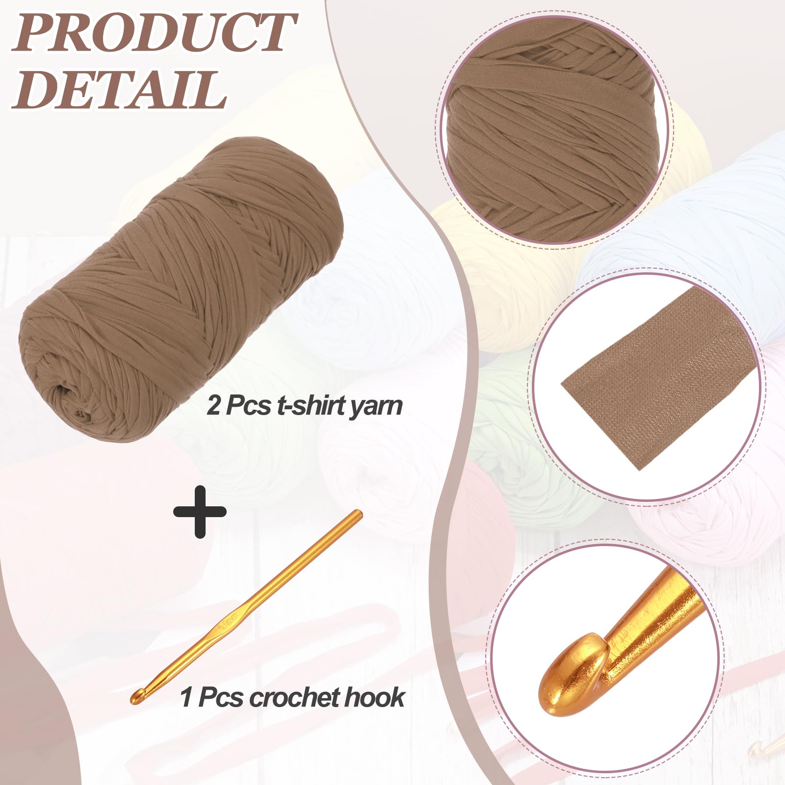 PATIKIL T-Shirt Yarn for Crocheting with 1 Crochet Hook - Image 3
