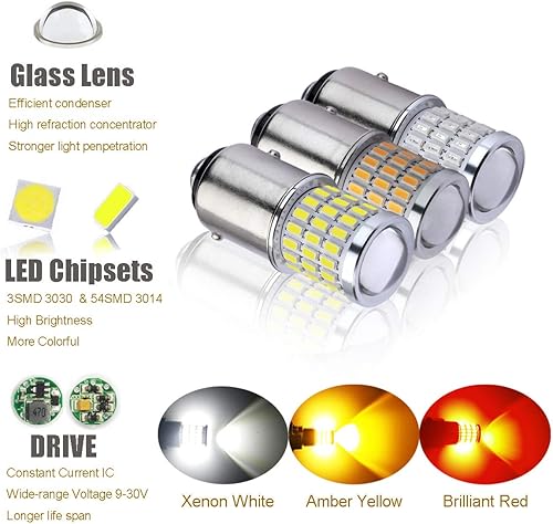 Miniatura 7 de iBrightstar 1157 LED Bulb Amber Yellow, 2057 2357 7528 BAY15D Turn Signal Bulbs Super Bright for Rear Front Turn Signal Blinker Lights Brake Tail