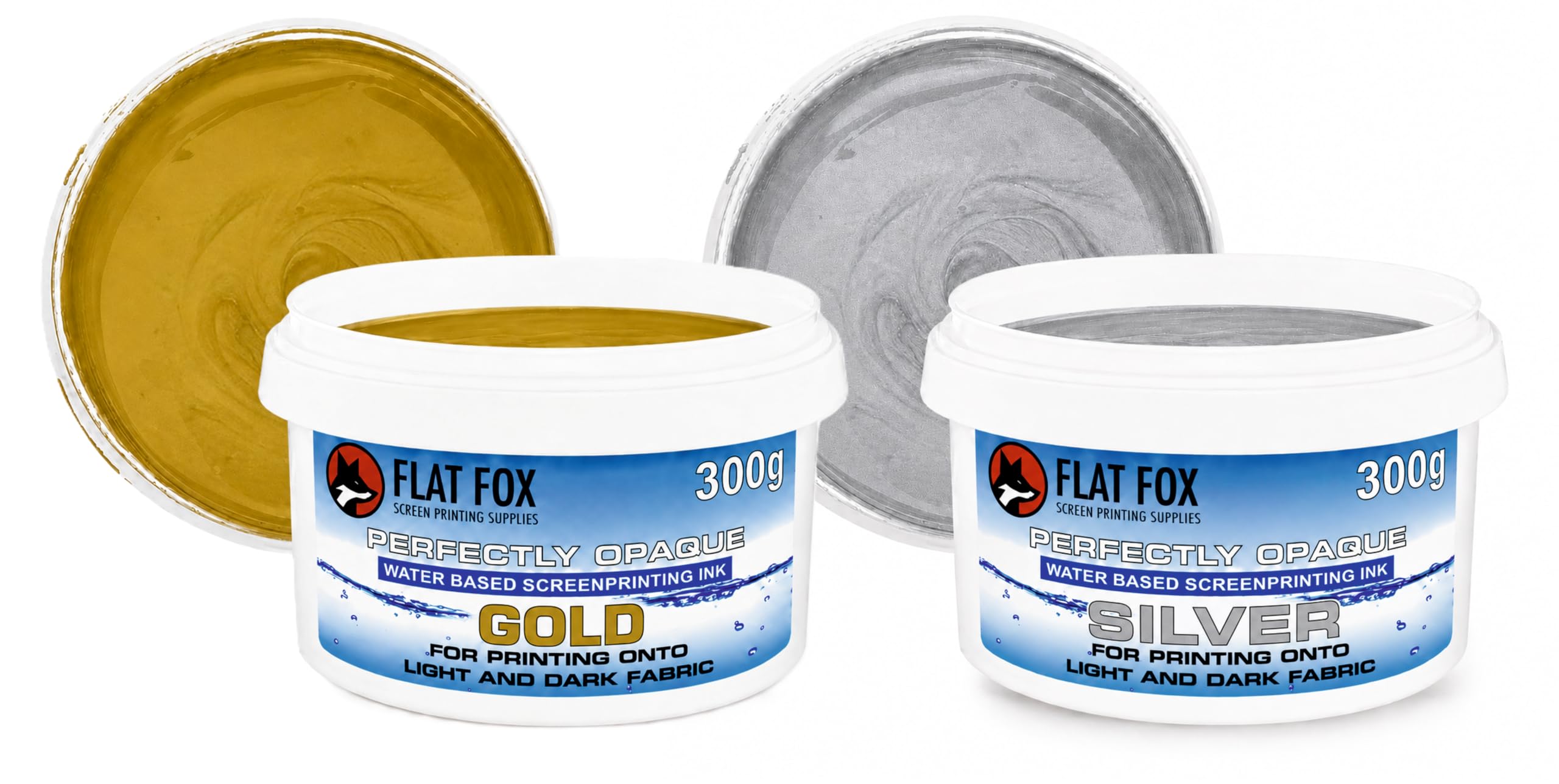 Tintas opacas a base de agua para serigrafía (juego dorado y plateado, 300 g)