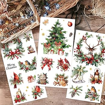OLYCRAFT 3pcs/Set Christmas Day Rub On Transfers For Crafts And Furniture 15x30cm Cchristmas Tree Gifts Furniture Transfer Stickers Bow Elk Wall Decal For Wood Furniture Scrapbooking Home Decorations