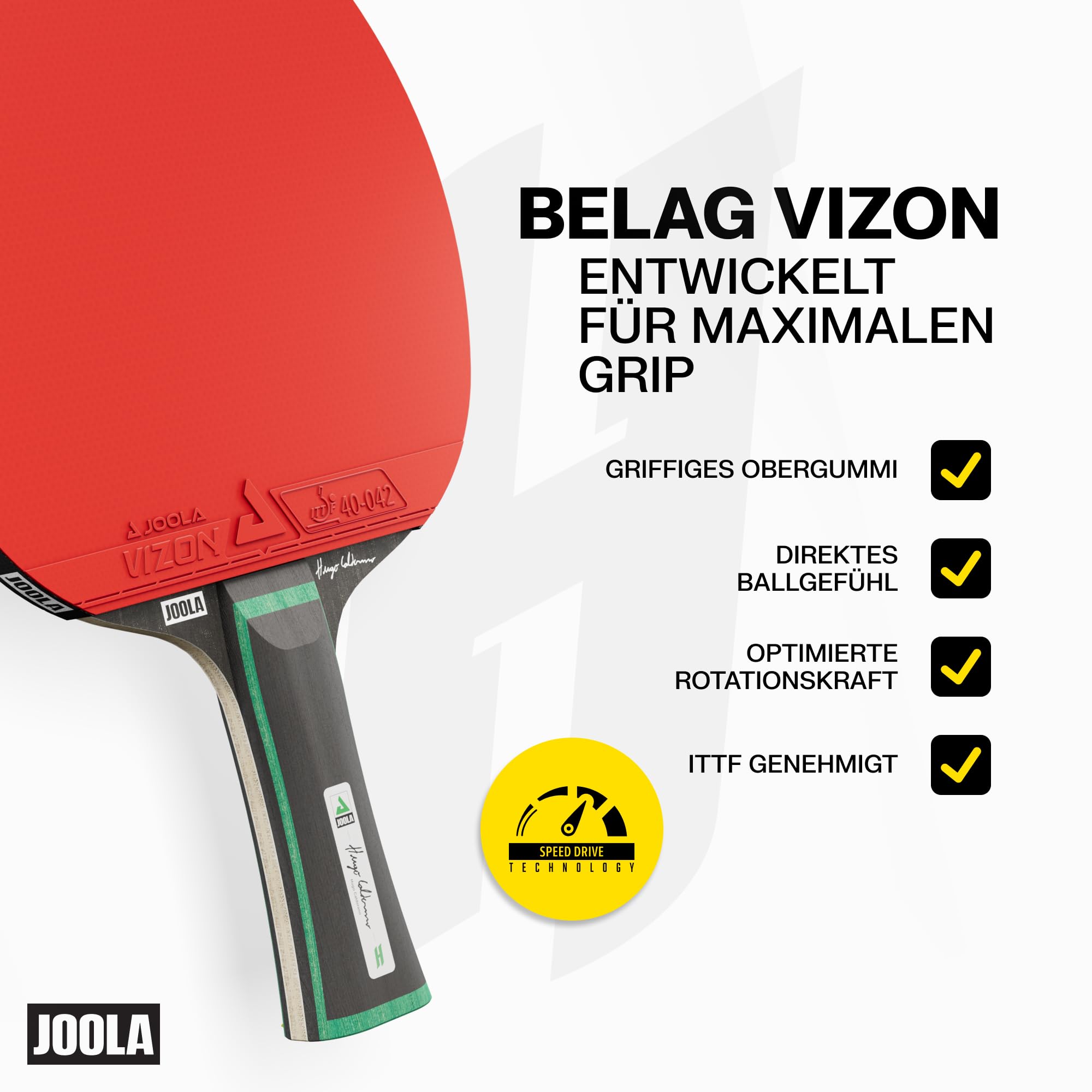 JOOLA Hugo Calderano Edge Tischtennis Set - 2 Tischtennisschläger + 3 Tischtennisbälle + Tischtennishülle - 6-teilig