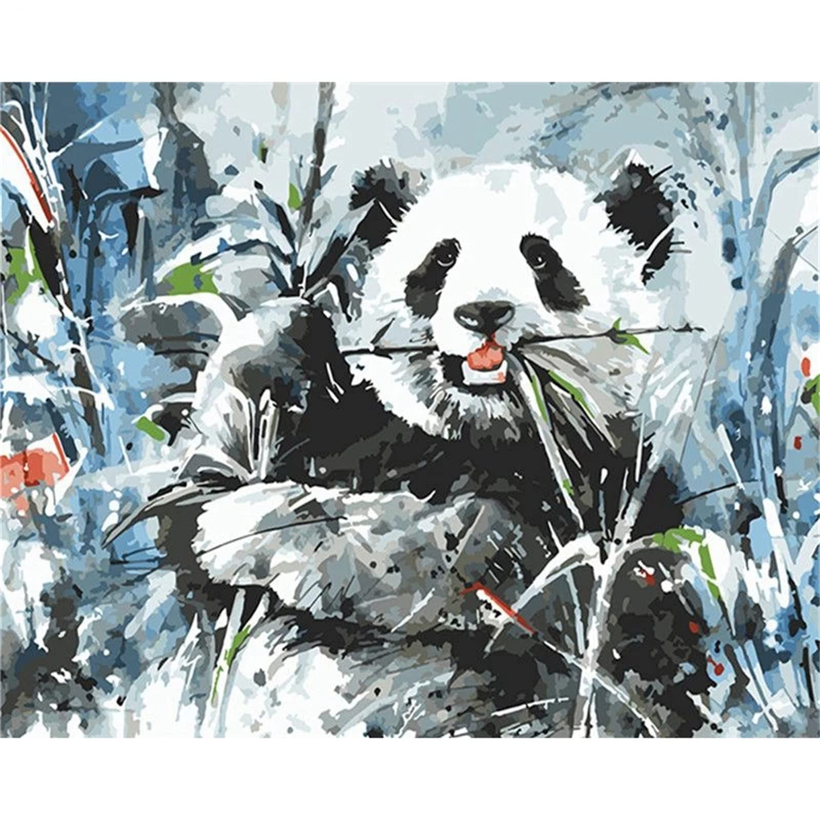 Maluj po numerach, urocza panda, zestawy do malowania po numerach, dla dorosłych i dzieci, obraz olejny na płótnie, malowanie po numerach, z pędzlami i pigmentem akrylowym, sztuka rękodzieło, do dekoracji ścian domu, 40 x 50 cm, oprawiony