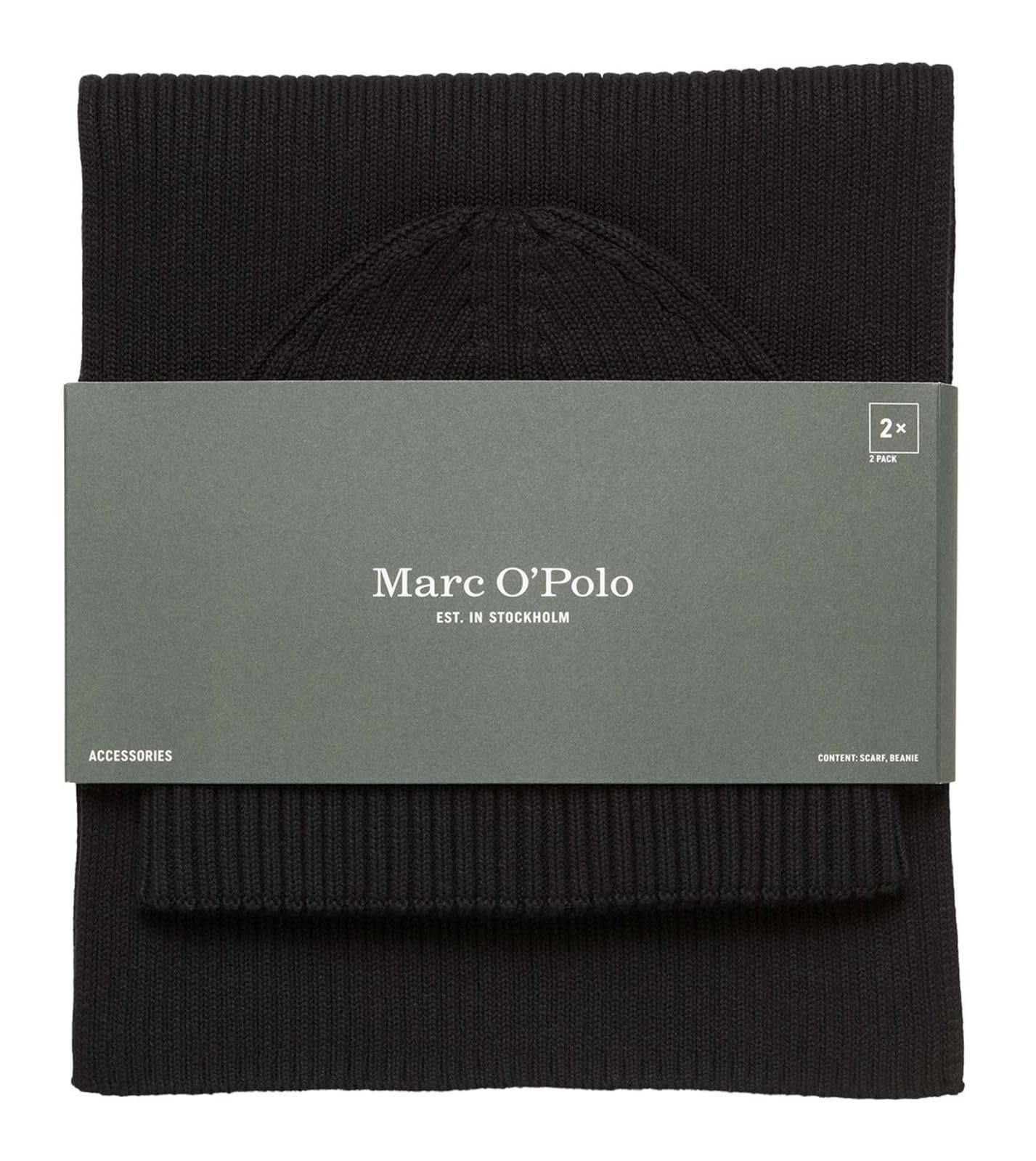 Marc O'Polo Mütze Schal Knitted Hat and Scarf Set Black schwarz