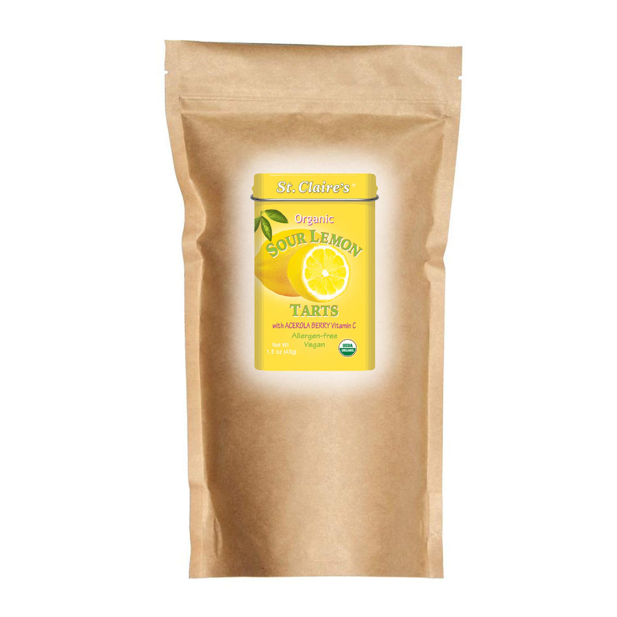 St. Claire's Organic Fruit Tart Candies, (Sour Lemon, 27 Ounce Refill Bag, over 800 pieces) | Gluten-Free, Vegan, GMO-Free, Plant-based, Allergen-Free