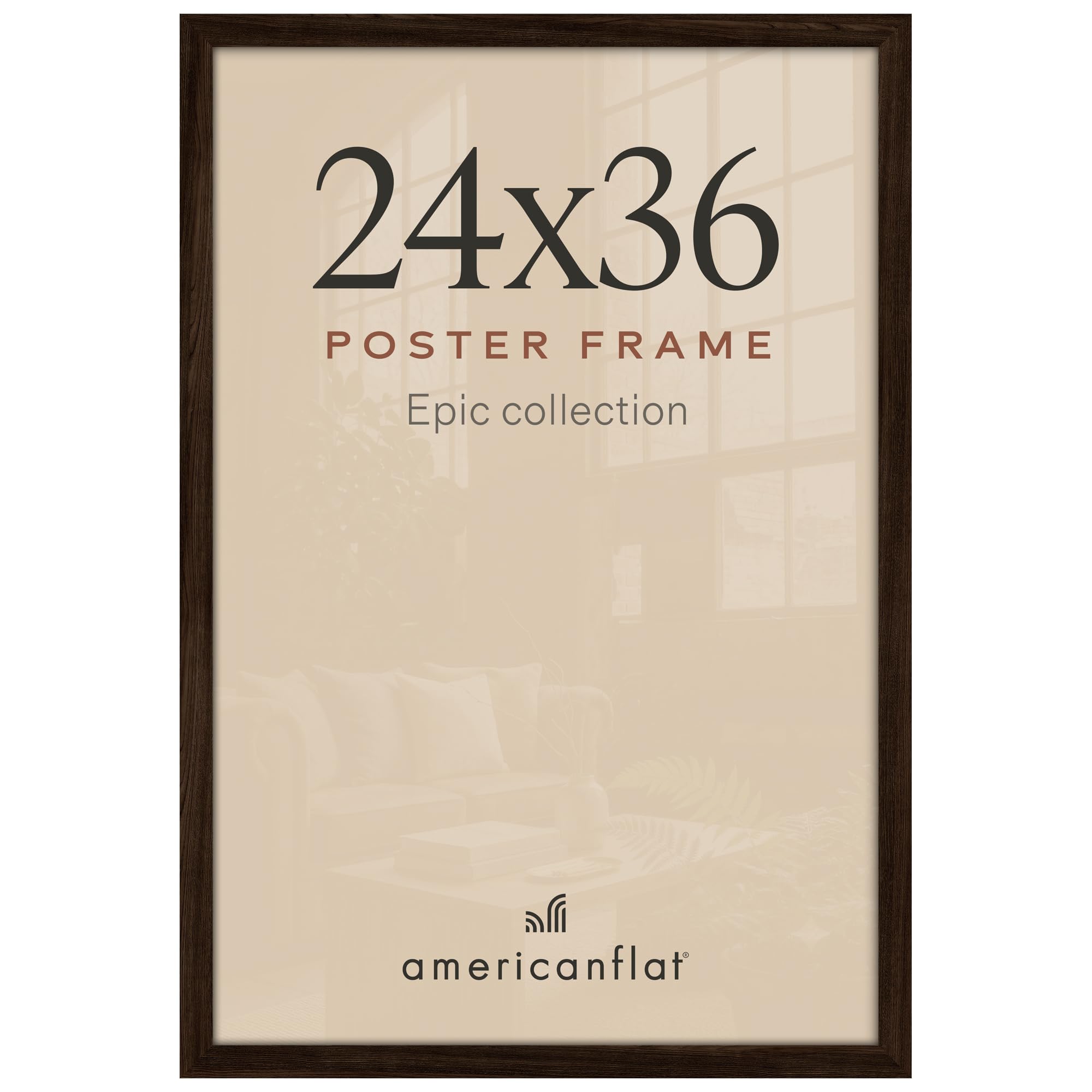 Americanflat 24x36 Poster Frame - Engineered Wood - Mahogany