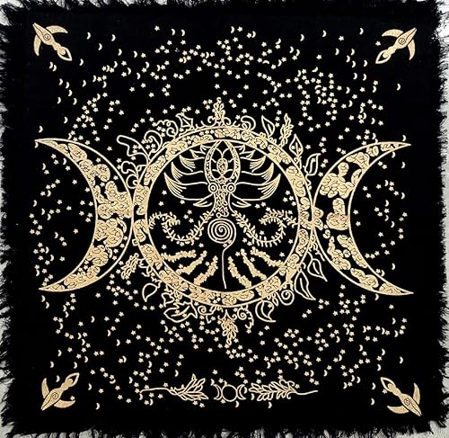 Miniatura 10 de CRAFT KALA Tela de altar planetas espirituales, estrellas rituales y galaxia, hermoso sistema solar, sistema solar, oro y plata, 24 x 24 pulgadas