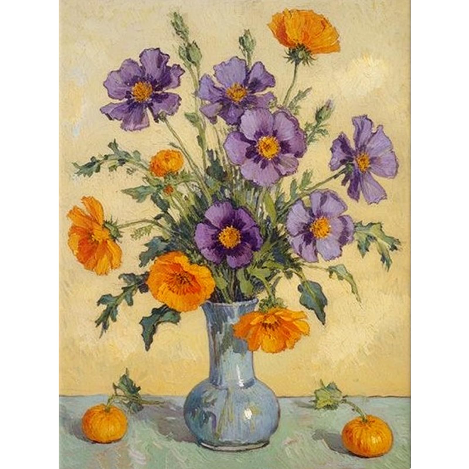 DIY Poppy Vase Paint by Numbers Kits Drawing Paintwork on Canvas 11.81x15.74inch with Frame 18Color 5ml Canvas Oil Painting Number Painting for Beginners Adults Gift Home Wall Decor