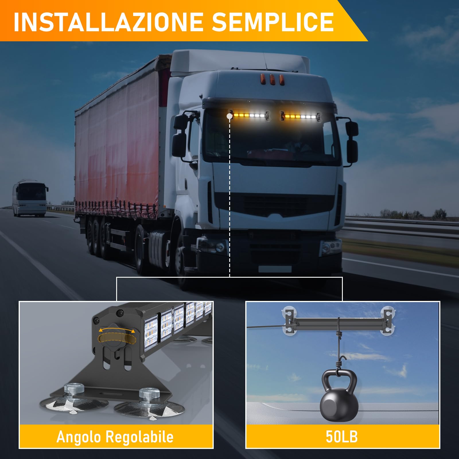 antom Sei sezioni LED Luce Stroboscopica LED Lampeggiante Luci 12V 24V Auto Flash Lampada Strobe Emergenza Camion Rimorchio Caravan Moto Auto avvertimento Segnale ambra
