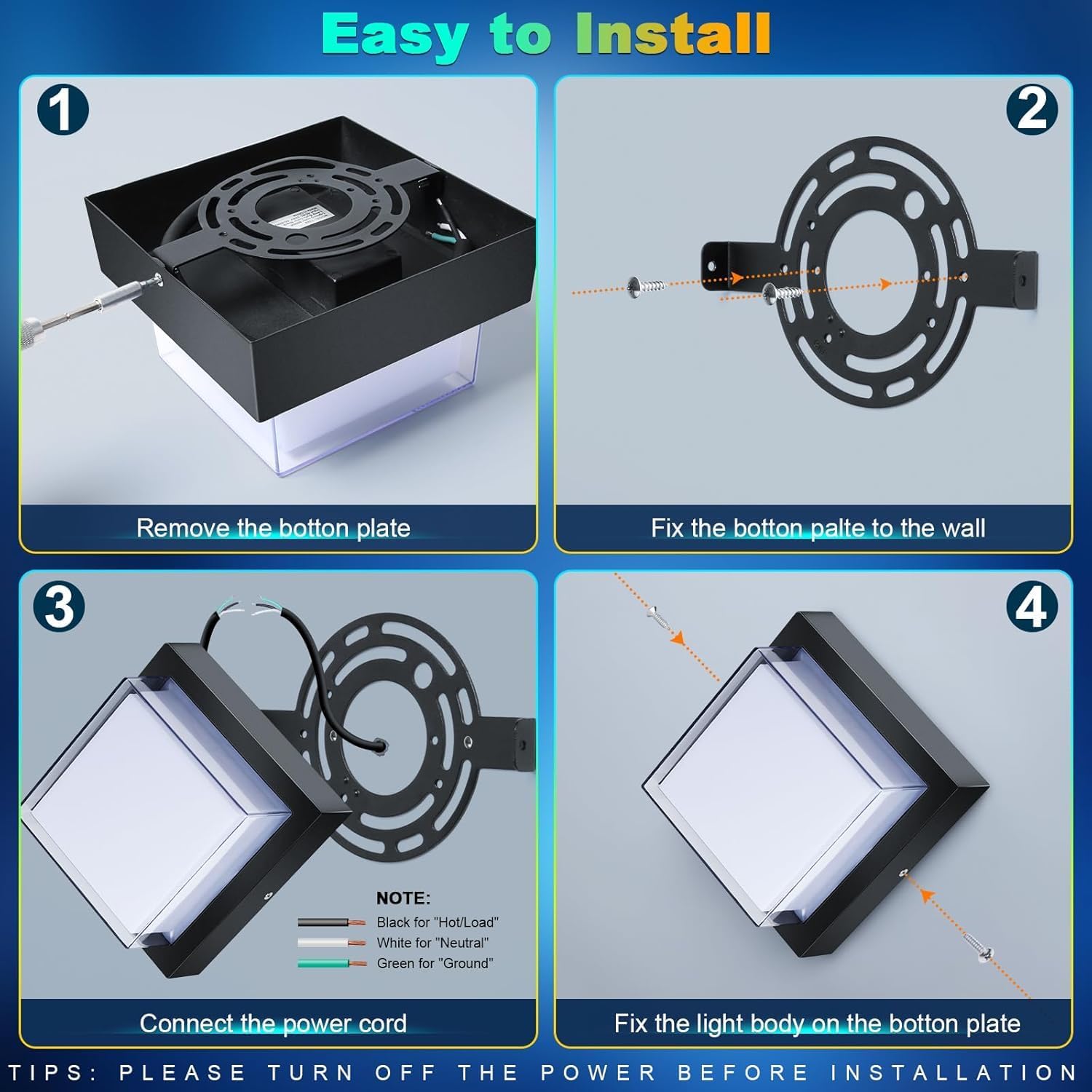 Installation steps for ledmo 12W LED Outdoor Wall Light