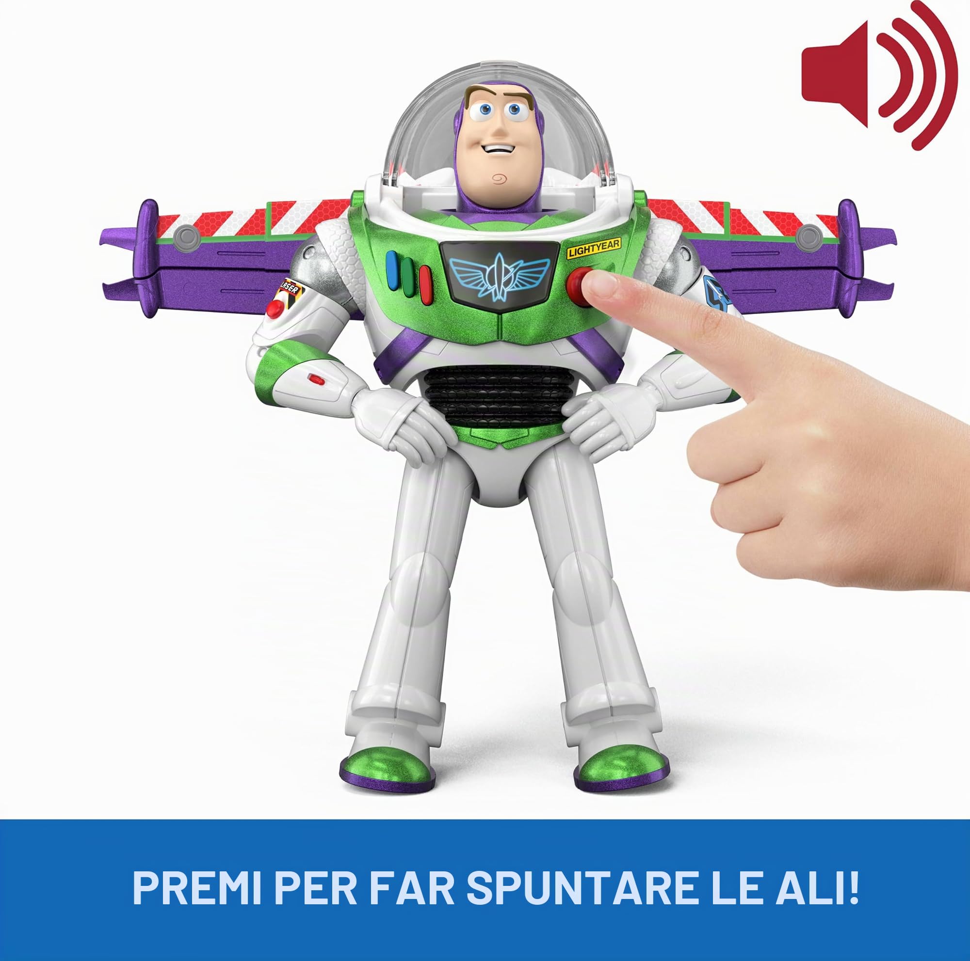 Mattel Action Figure Disney e Pixar Toy Story 5, 30 cm, Edizione Hi-Tech Buzz Lightyear con attivazione dell'ala, Oltre 35 Suoni, JMW26