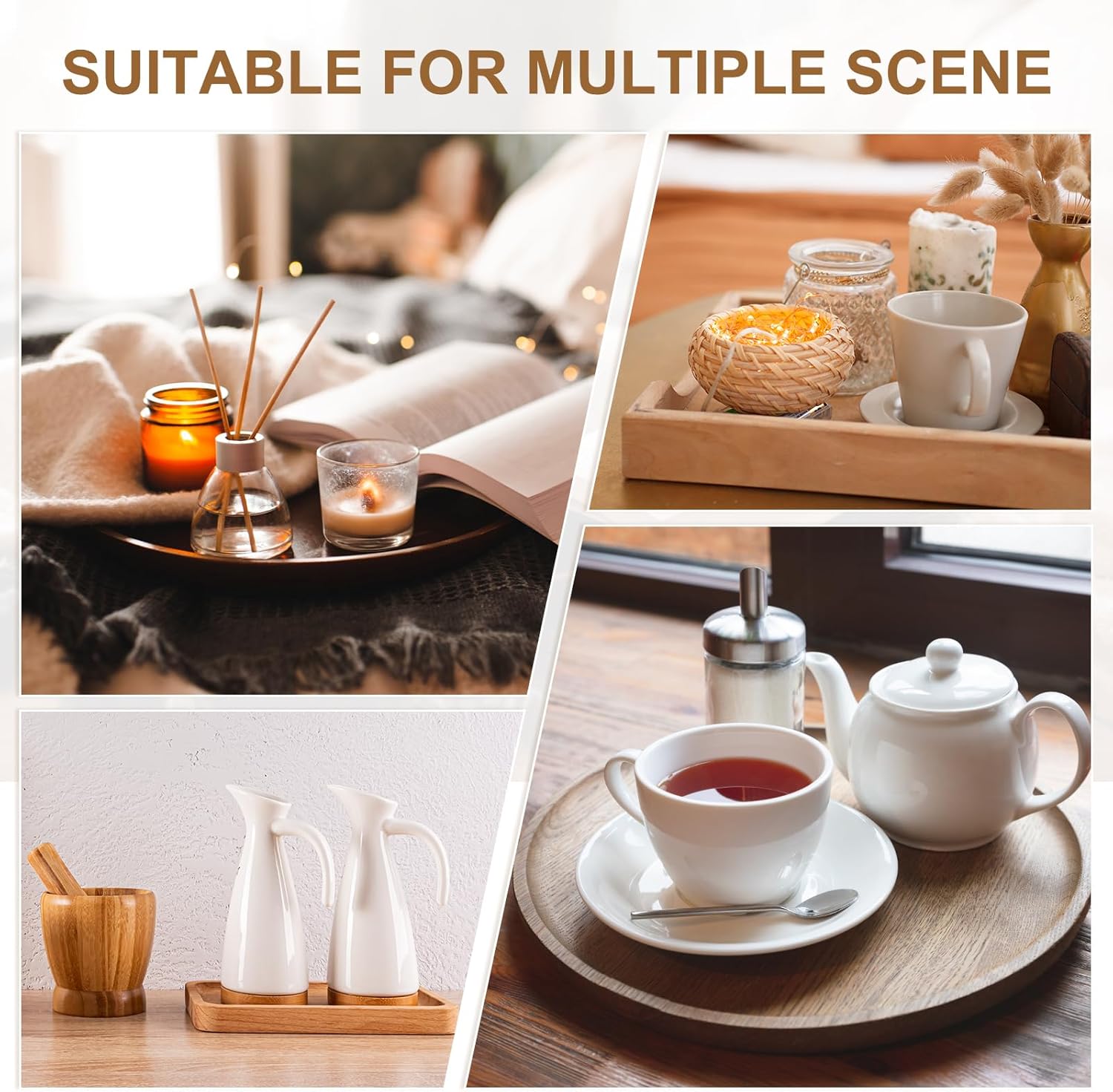 Wooden Serving Tray Square Wood Serving Tray Decorative Platter, 9.5x9.5 Inch Fit for Home Decor Kitchen Coffee Table Candle Holder, (Brown) - Image 6