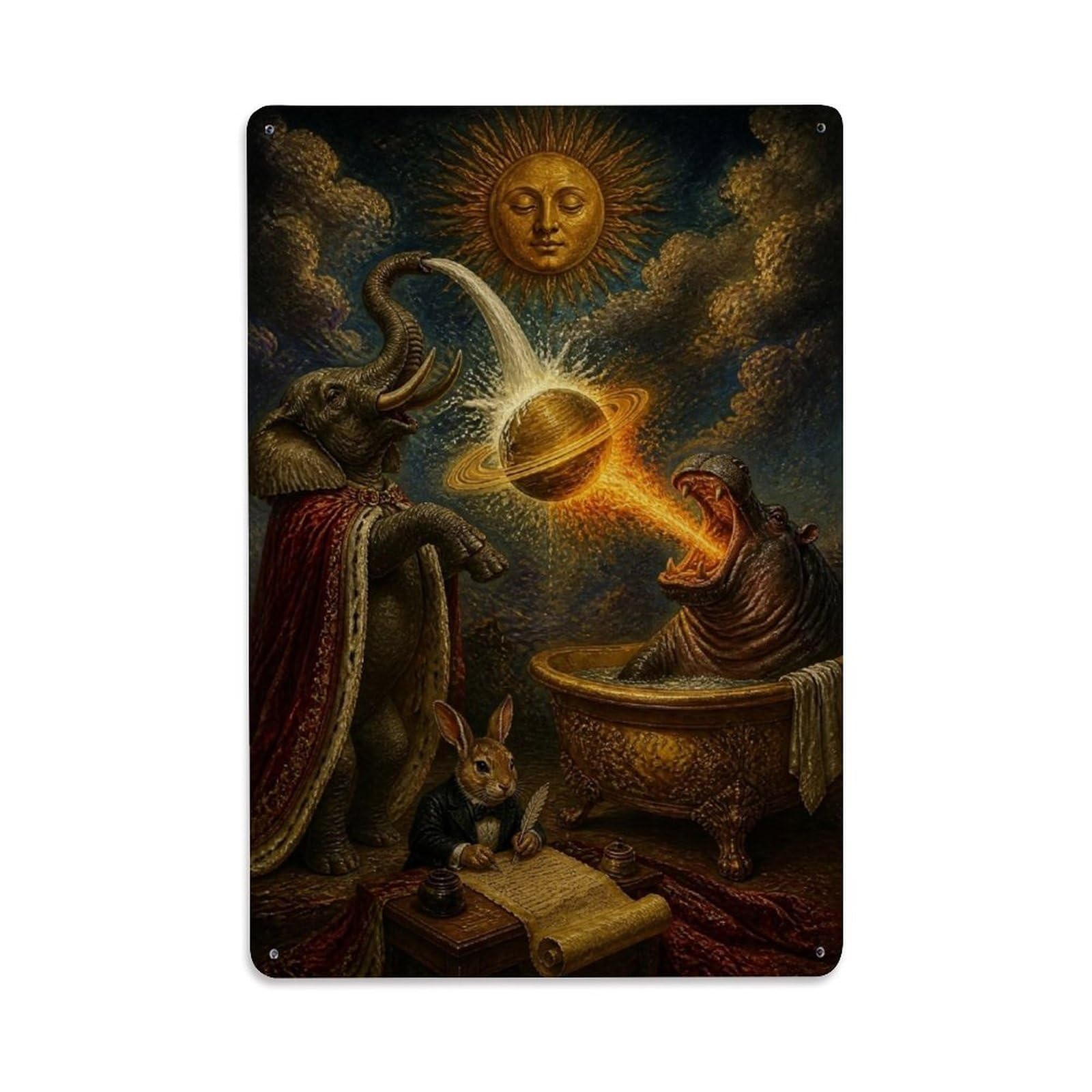 Surreal Vintage Serpent Group Chat Chaos Animal Nature Study Metal Tin Sign Plaque Wall Decor for Cafe, Man Cave, Club Bar, Office, Home Garden Round Metal Poster 8x12Inch