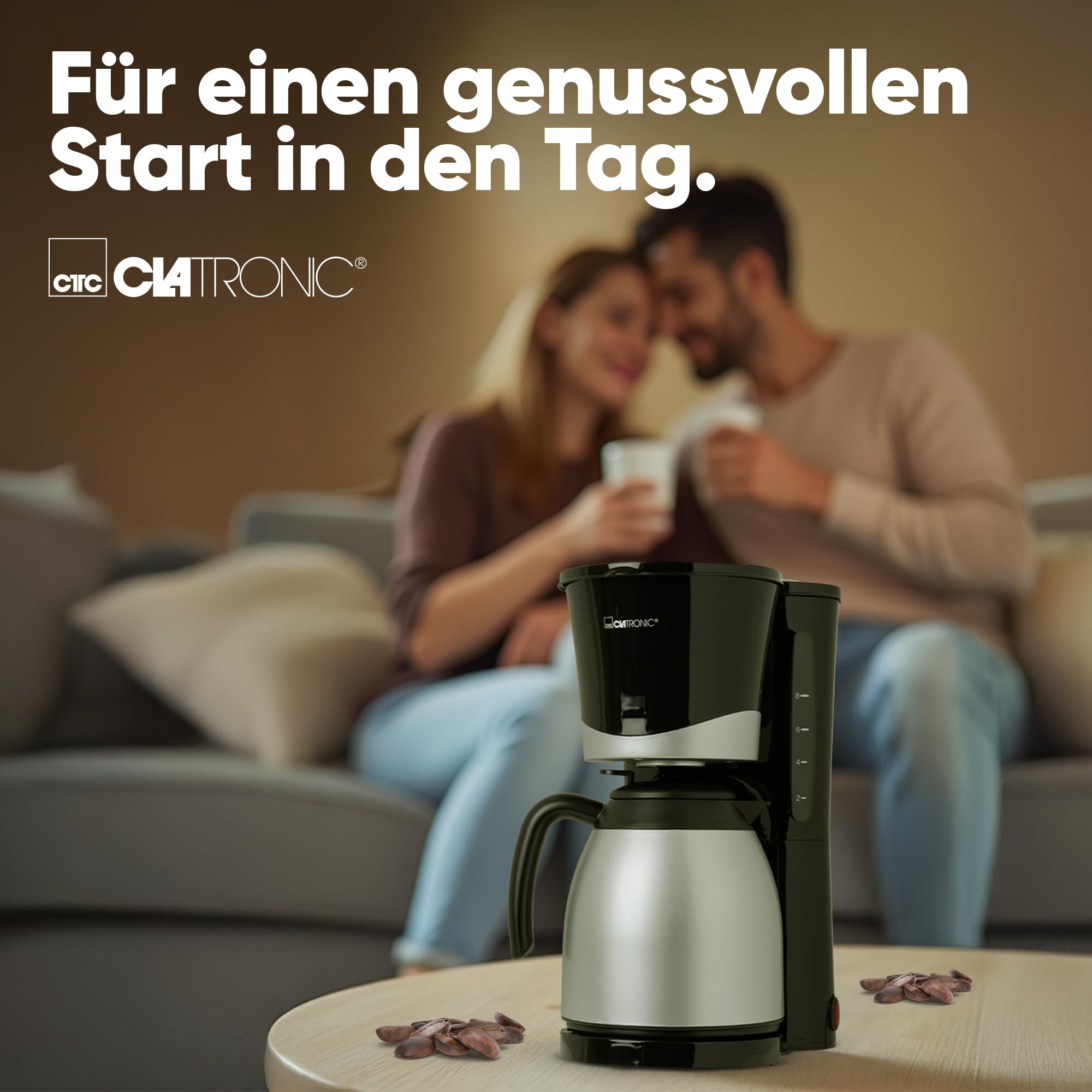 Clatronic® Cafetière thermos | Cafetière automatique pour 8-10 tasses de café filtre | Stop-goutte & arrêt automatique | Insert de filtre amovible | Indicateur de niveau d'eau | 1 litre | KA 3327 noir