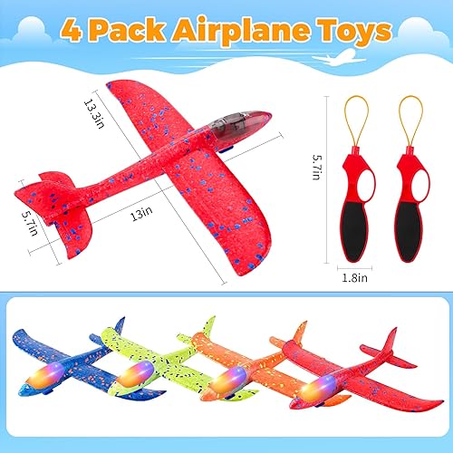 Miniatura 7 de SpringFlower Paquete de 4 juguetes voladores de avión, 4 juguetes de avión de espuma para niños de 3, 4, 5, 6, 7, 8 años, 2 modos de vuelo, avión