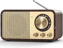 Tendak Rádio FM retrô com melhor recepção, transistor portátil Bluetooth com alto-falante de 5 W, rádio vintage recarregável para cozinha doméstica, ao ar livre, suporta reprodução de cartão TF
