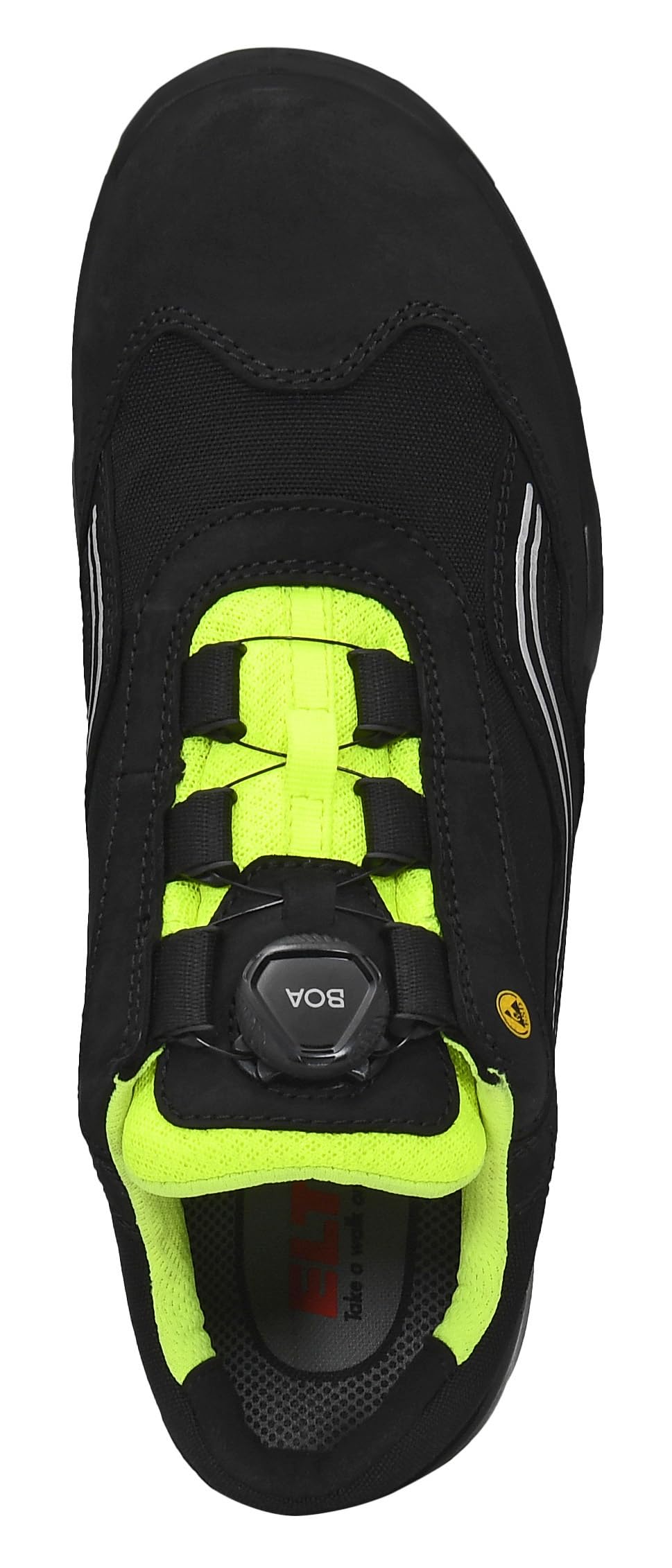 ELTEN Buty ochronne AMBITION BOA Low ESD S2, męskie, skóra/tkanina, stalowy nosek, lekkie, sportowe, czarne/żółte, rozmiar: 45