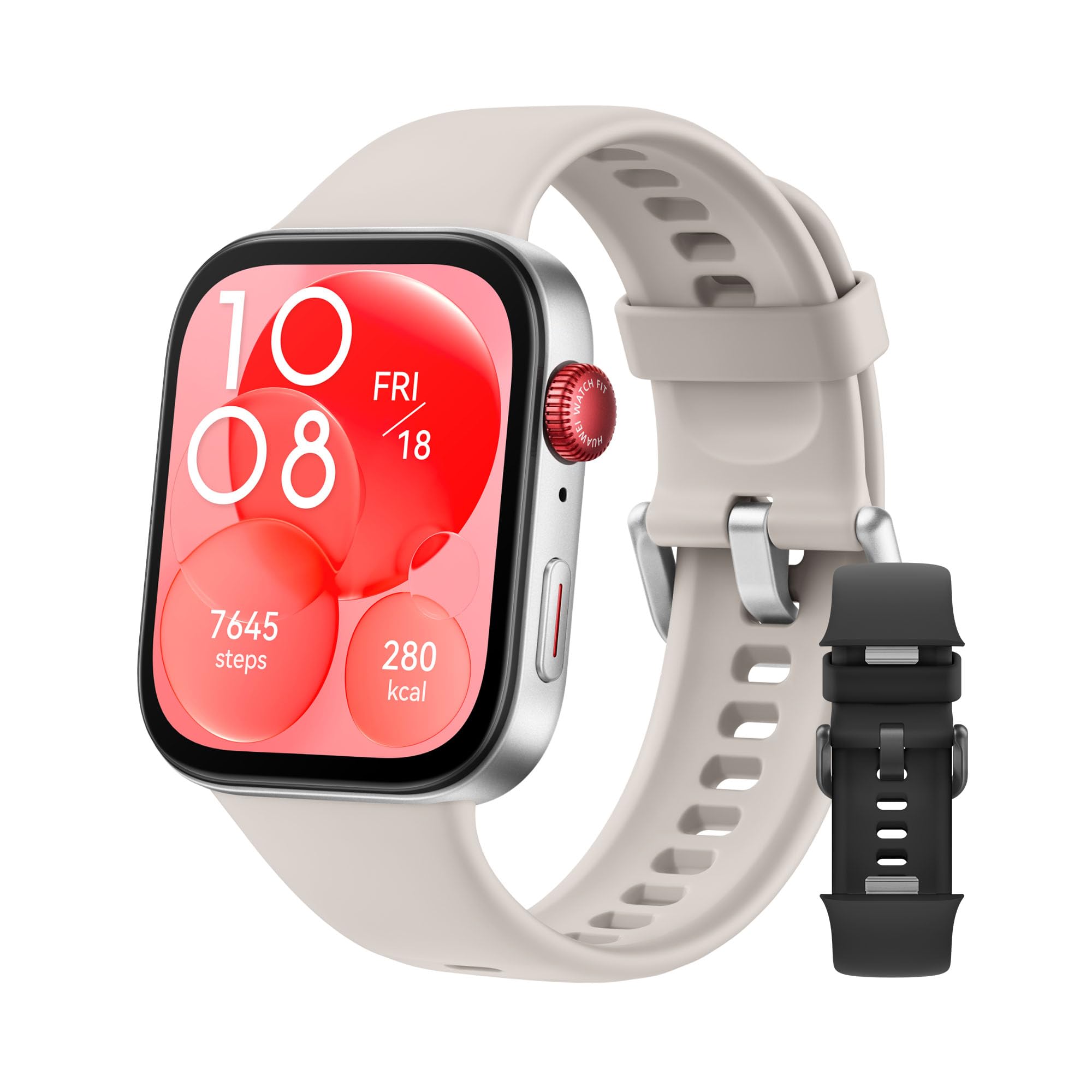 Huawei WATCH FIT 3, Display AMOLED 1.82", Ultra-sottile, Monitoraggio Completo del fitness, Monitoraggio Salute 24h, Compatibilità con iOS Android, Chiamate Bluetooth, Bianco+WATCH FIT3 Strap Black