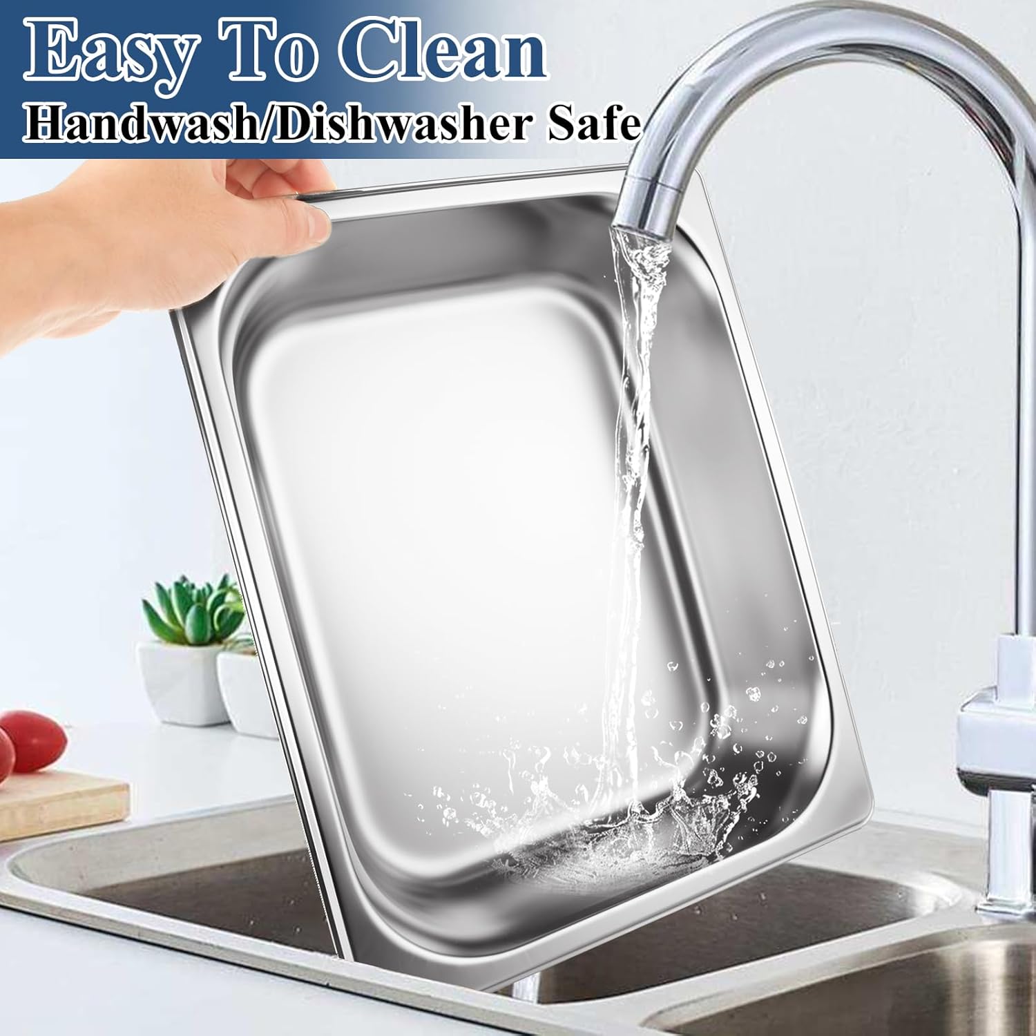 QTLCOHD 6 Pack Half Size Hotel Pans, 1/2 Inch 2.5 Inch Deep Stainless Steel Steam Table Pan, Commercial Food Pan for Chafing Dishes, Breading Trays for Hotel, Party, Buffet, Catering Supplies